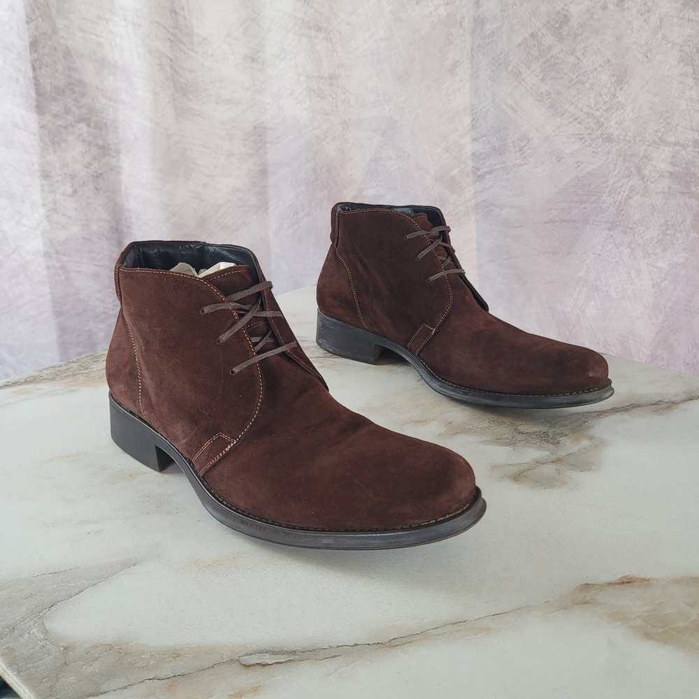 Kenneth Cole New York Made in Italy Chukka Boots Suede Cordovan Color Size 11